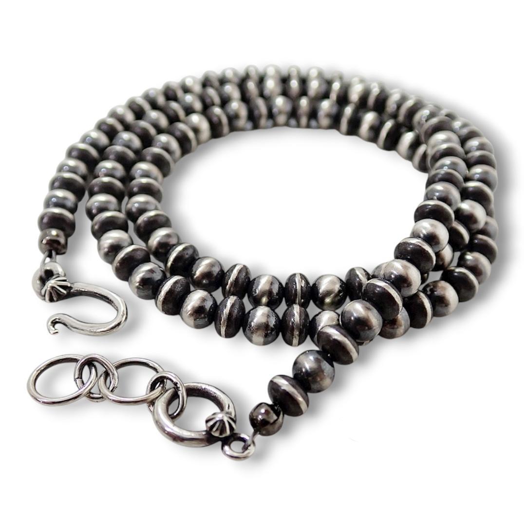 ナバホ ビーズネックレス ロンデルナバホパールミックスタイプ シルバー925