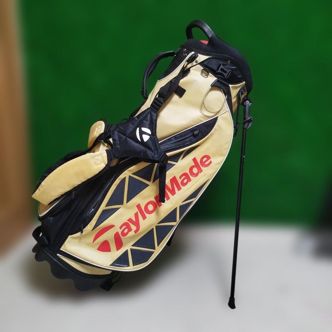 ※美品TaylorMadeスタンド式キャディバッグ ベージュ/黒フード無 int