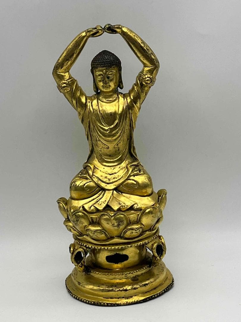 唐時代　金銅釈迦様立像　阿弥陀如来　金銅仏　唐物　仏教用品(C-80)