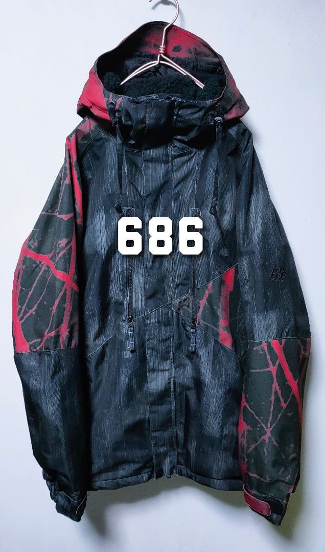 【686 ロクハチ】スノーボードウェア メンズL ジャケット 総柄 ブラック