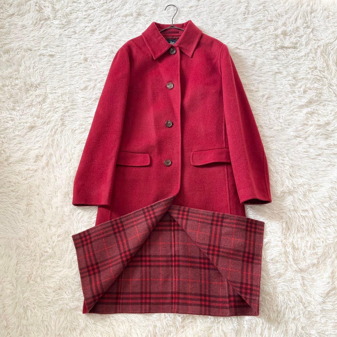 バーバリーロンドン カシミヤ チェスターコート チェック　40