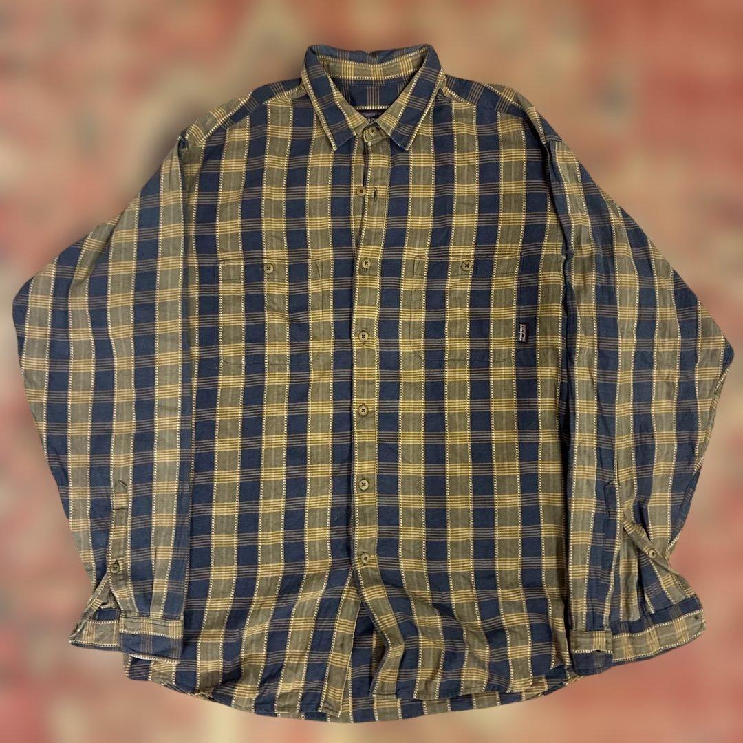 90s patagonia 雪なし　オンブレ　ヘビネル　マチ付き　香港製　シャツ