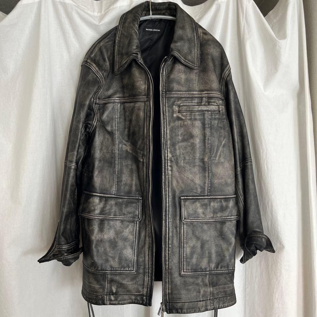 MAISON SPECIAL 【羊革】ダークグレー レザージャケット