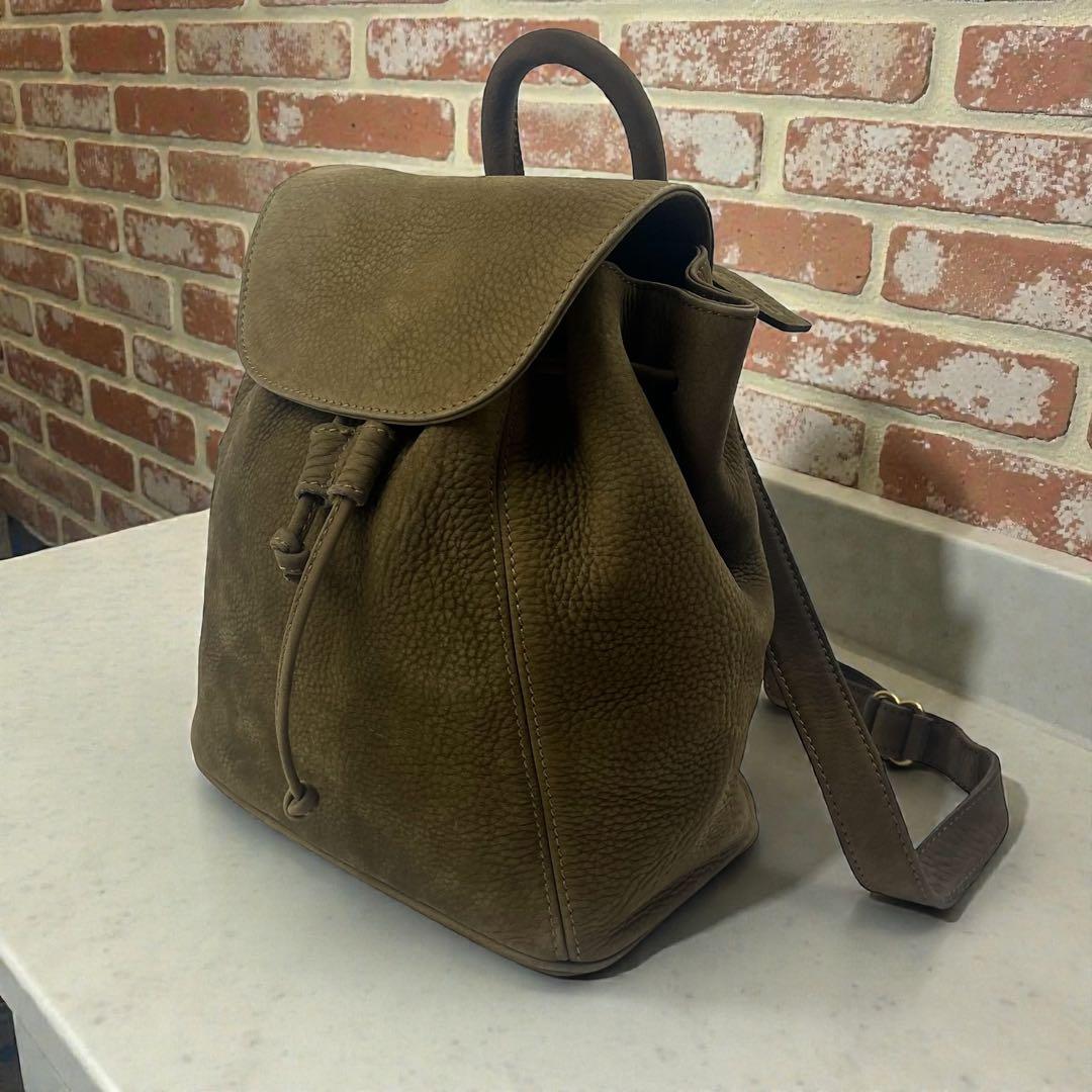 美品✨ COACH コーチ ヌバック リュック カーキ フラップ ハンドル