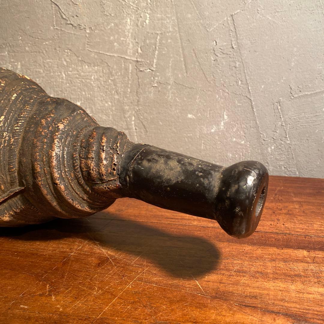 時代物 法螺貝笛 骨董品 明治 アンティーク 35cm 783g 山伏 仏教美術