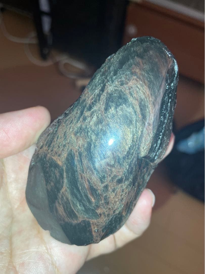 研磨品　十勝石玲瓏　ゴールデンマホガニーオブシディアン　特級品