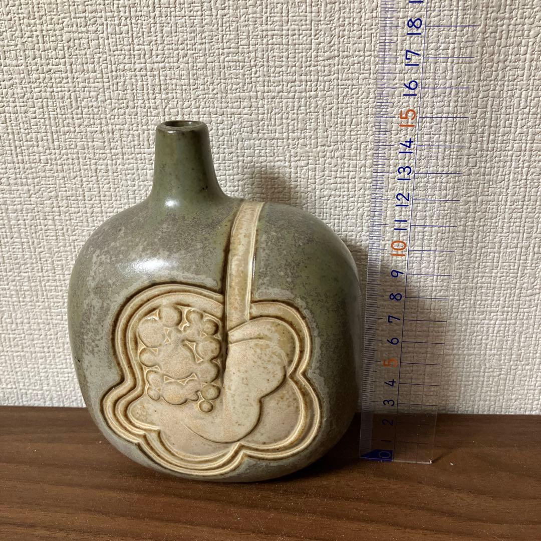 イワツキ 花瓶　ヴィンテージ　フラワーベース　かしわ窯　北欧風　モダン