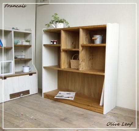 サイズ、デザインオーダー可！幅広デザインラック●シャビーブラウン無垢材●受注製作