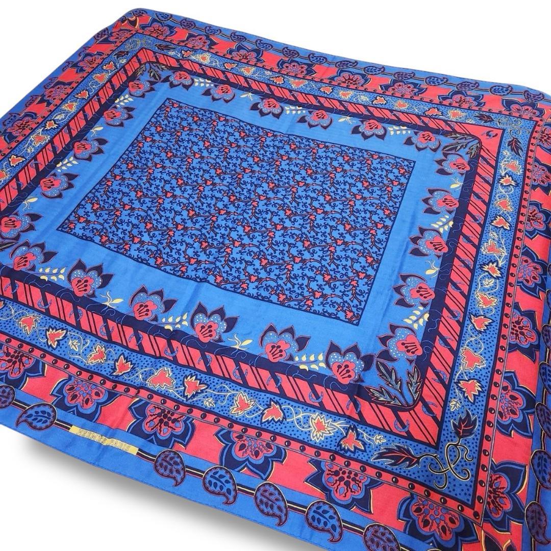 エルメス カシシル ストール 116×130 大判スカーフ カシミヤシルク 花柄