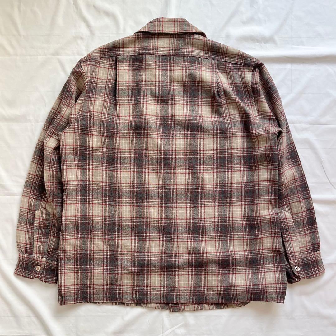 70s Pendleton board shirts ベージュ×赤×黒 L