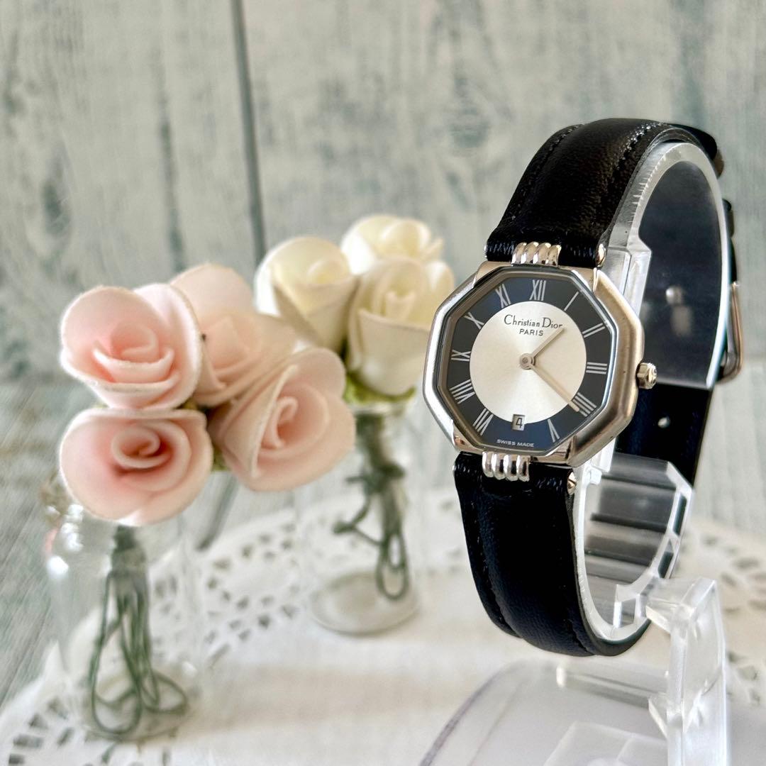 【電池交換済.】Christian Dior ディオール 腕時計 オクタゴン 革
