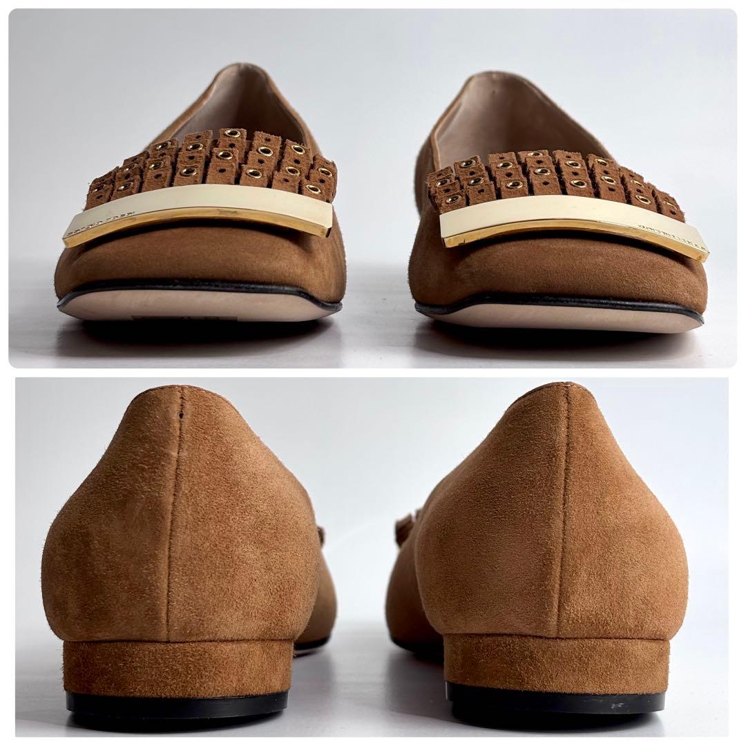 【未使用級】SERGIO ROSSI スクエア パンプス スエード ゴールド金具