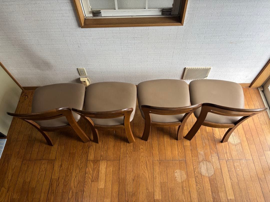 【引取限定】浜本工芸ダークブラウン木製ダイニングテーブルセット