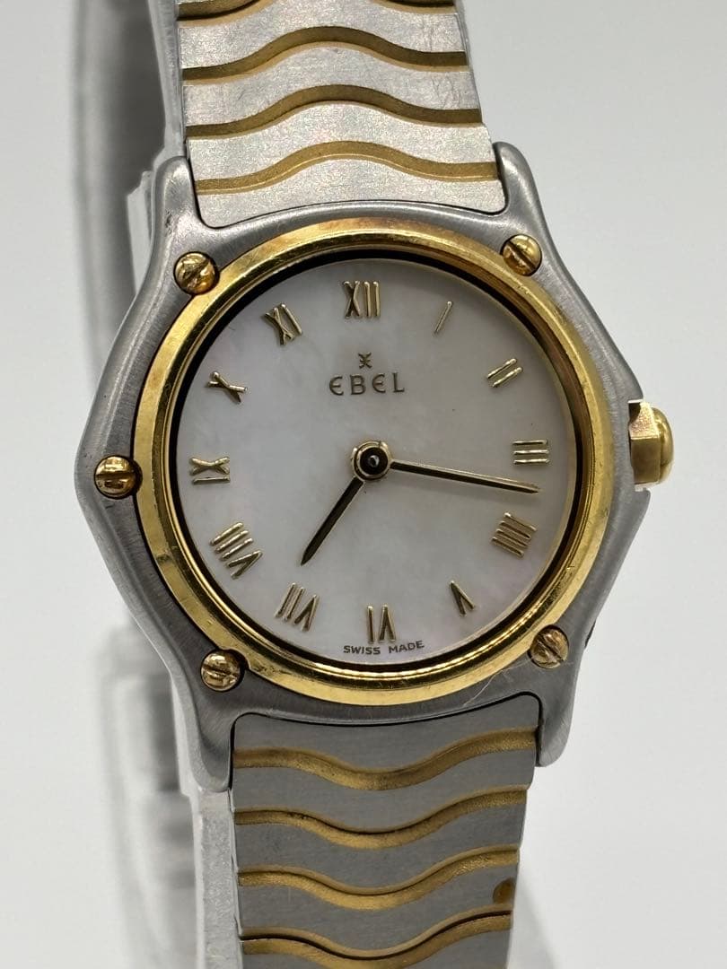 【美品】エベル クラシックウェーブ クォーツ【1157111】K18ベゼル 稼働