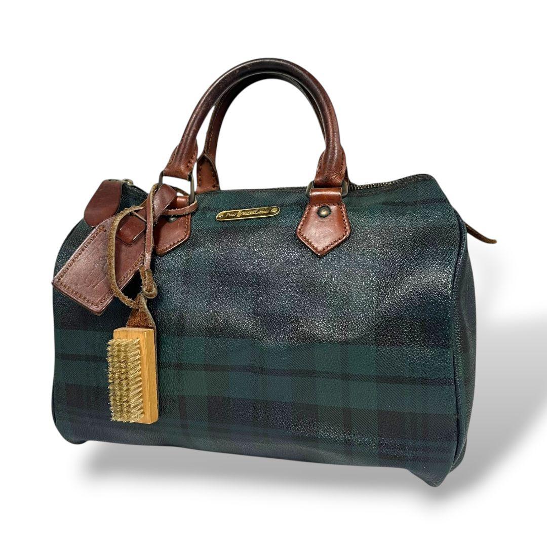 美品　POLO RALPH LAUREN　ブラックウォッチミニボストンバッグ