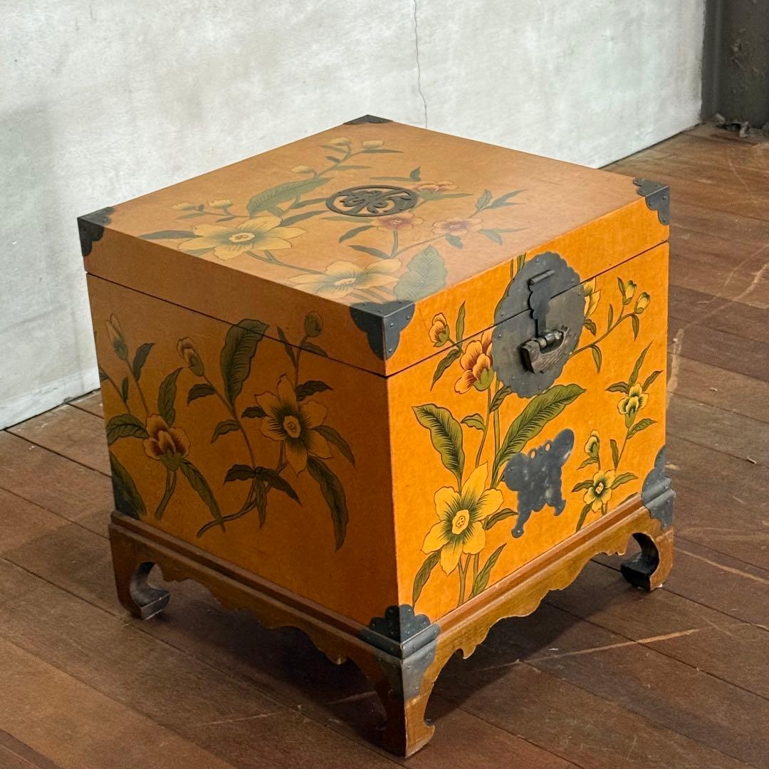 H15K27 季朝家具 木製 収納箱 鍵付き