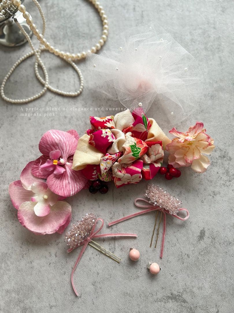 a*✿様 七五三　七五三髪飾り　ヘッドドレス　着物髪飾り　リメイク髪飾り　040