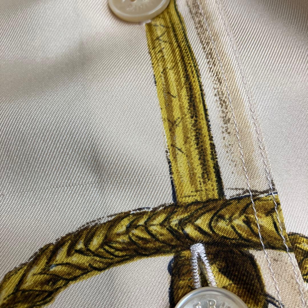 美品　エルメス　HERMES シルク　ブーツ柄　シャツ　ブラウス　40