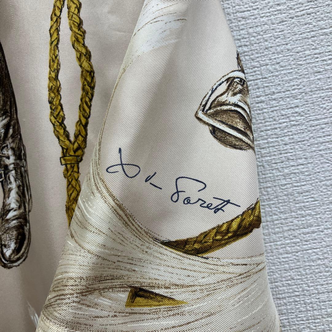 美品　エルメス　HERMES シルク　ブーツ柄　シャツ　ブラウス　40