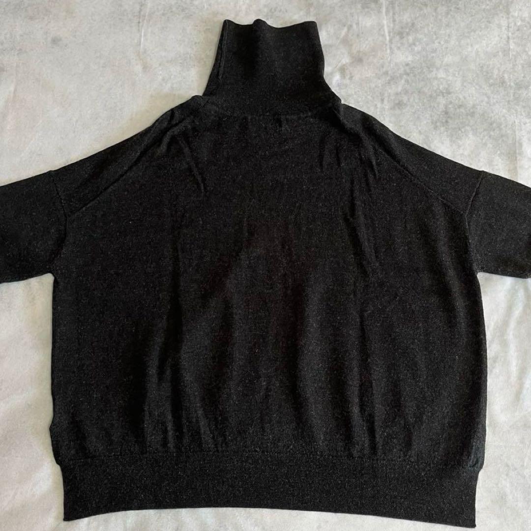 ほぼ新品極美品❤️かぐれ ウール100 タートルネックニット 濃いグレー ゆったり