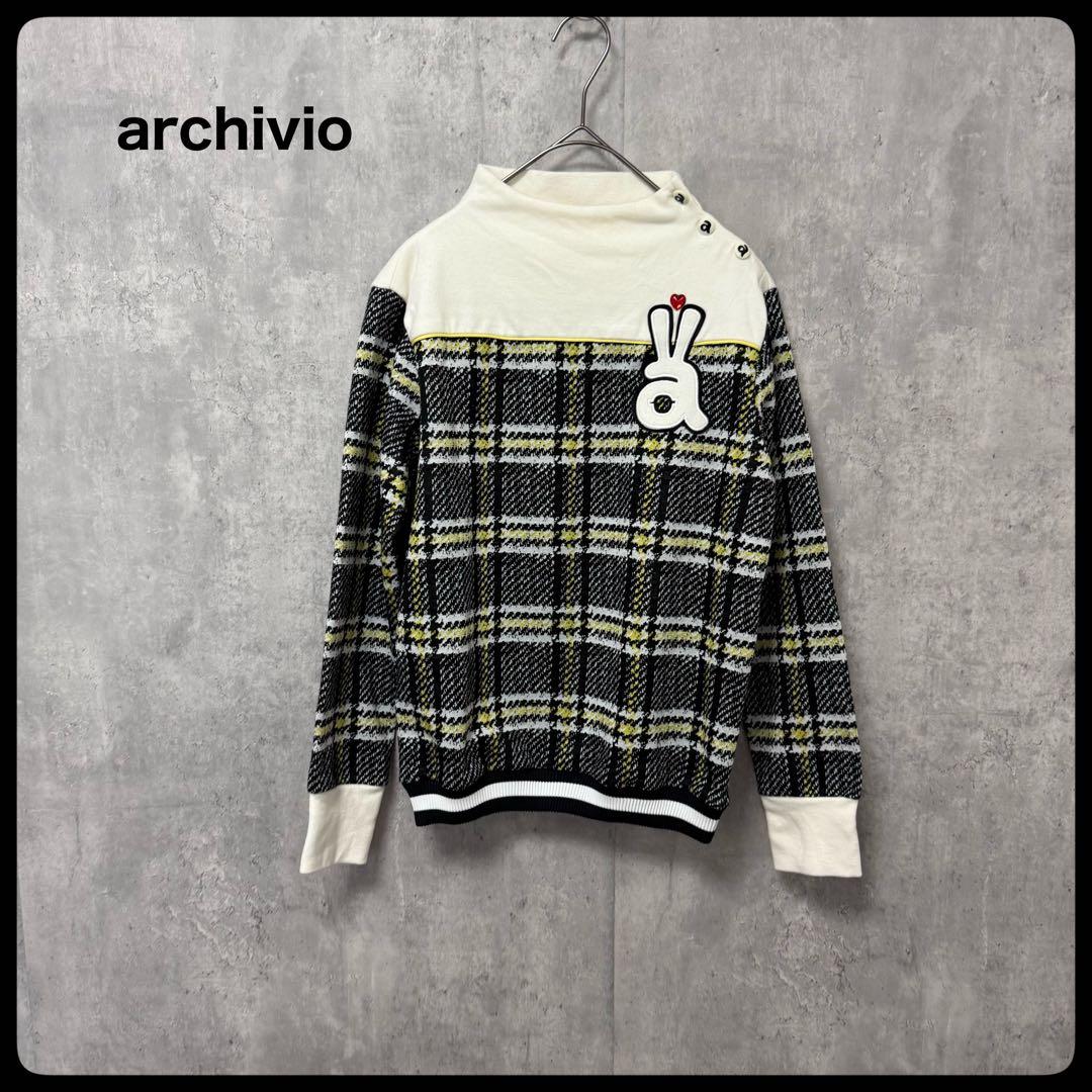# archivio アルチビオ　ハイネックニット　チェック　ゴルフウェア