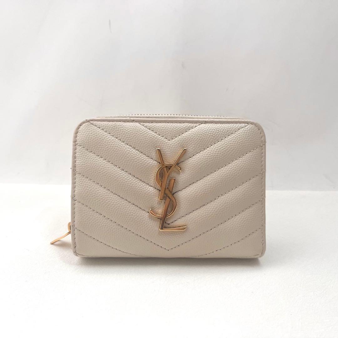 サンローラン Vステッチ キルティング 二つ折り財布 YSL 0202-①