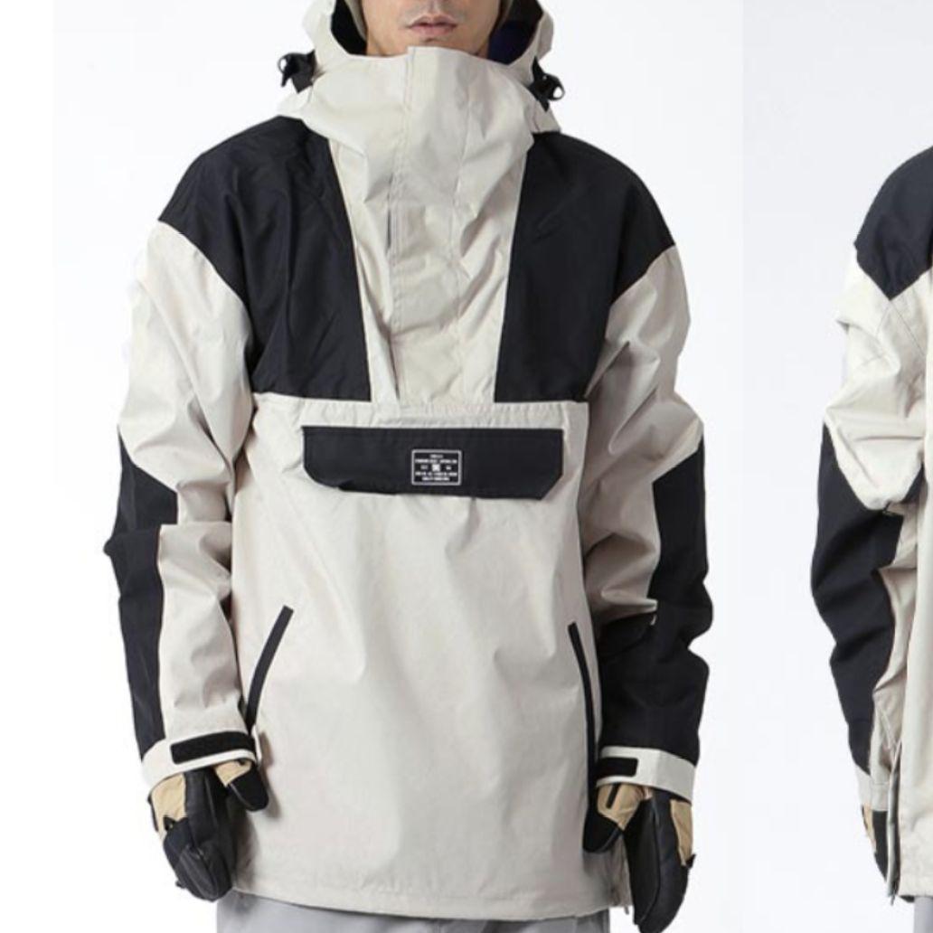 DC ホワイト/ブラック フード付きスノーボードウェア