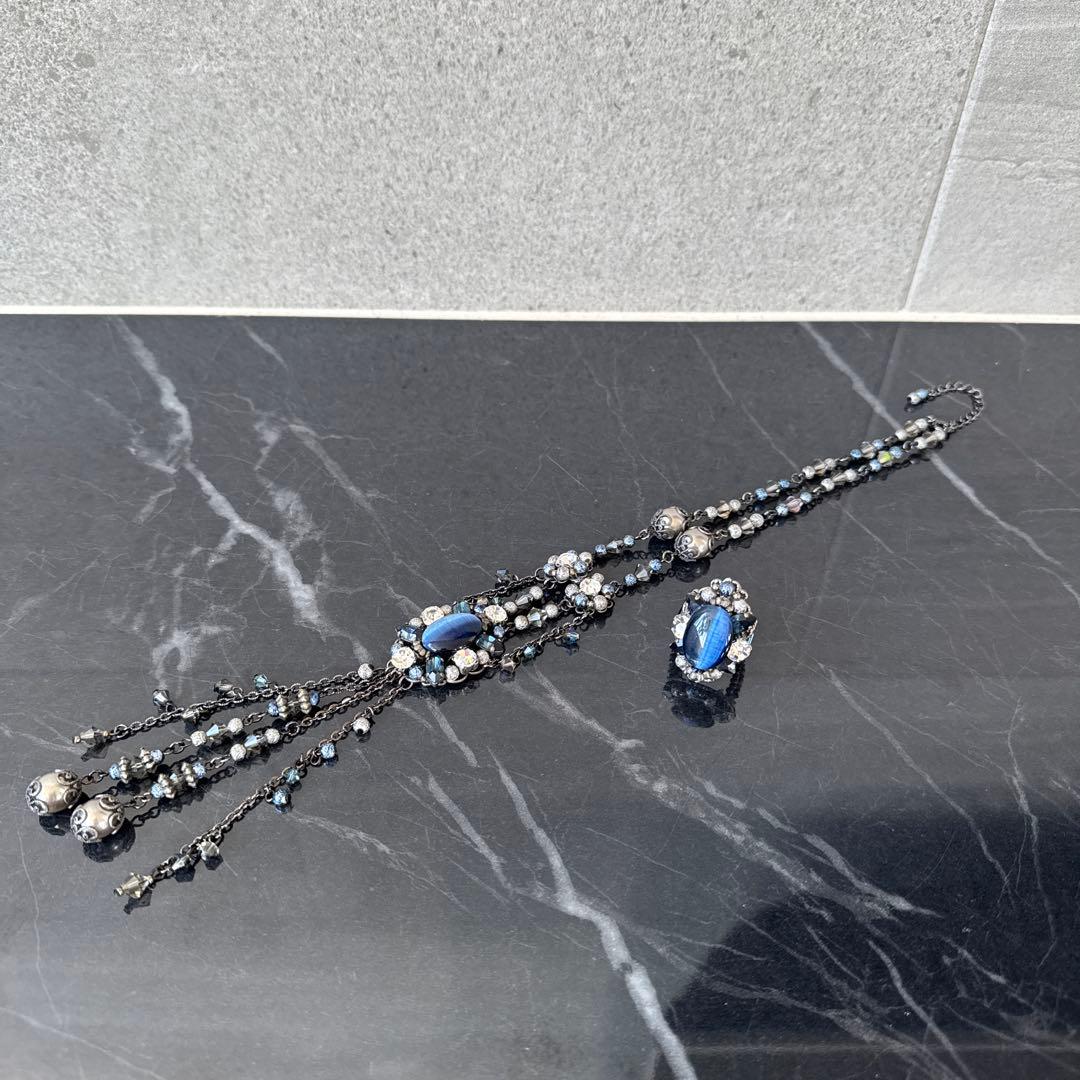 ビーズネックレスとリングのセット