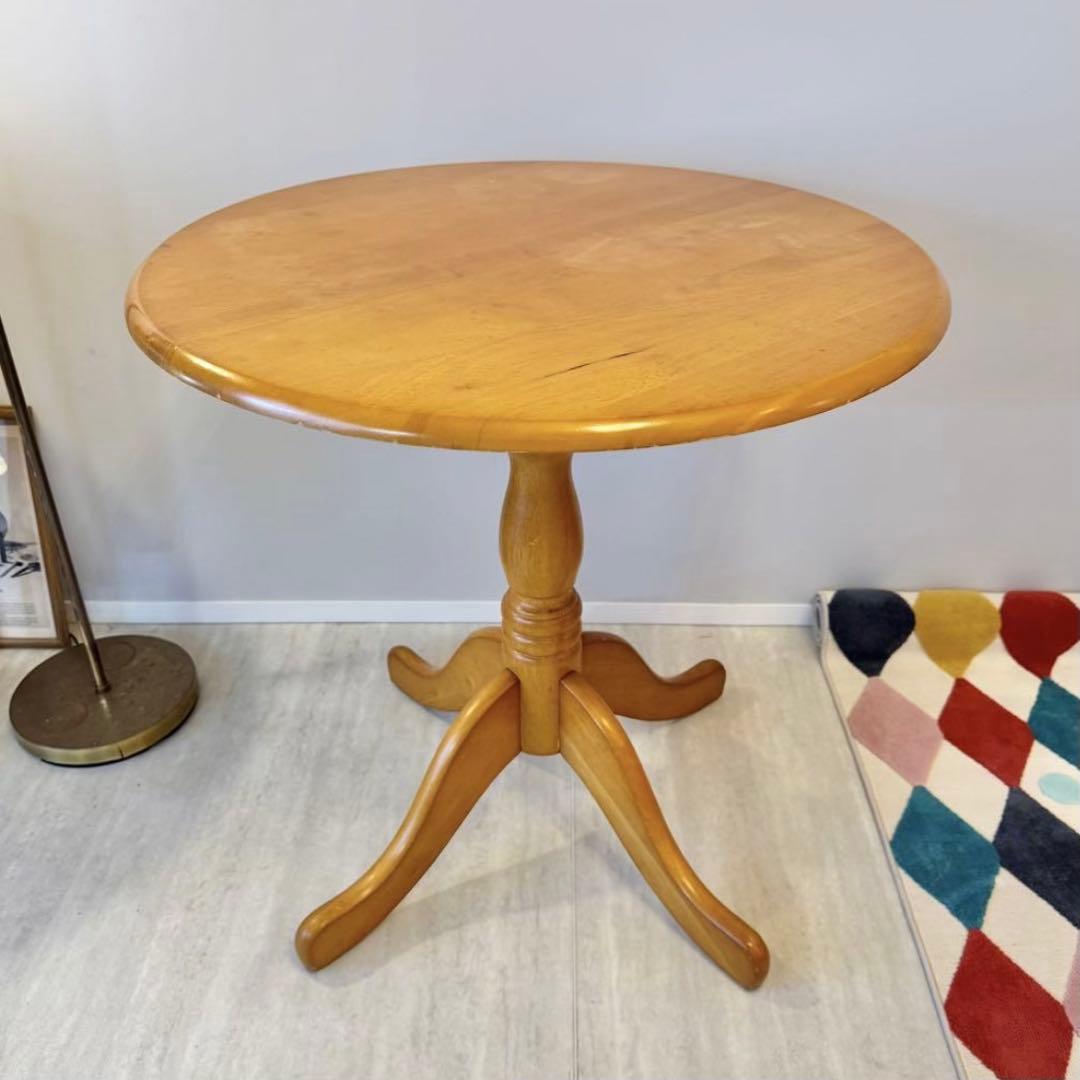 専用 Vintage ラウンドテーブル 木製 円形ダイニングテーブル