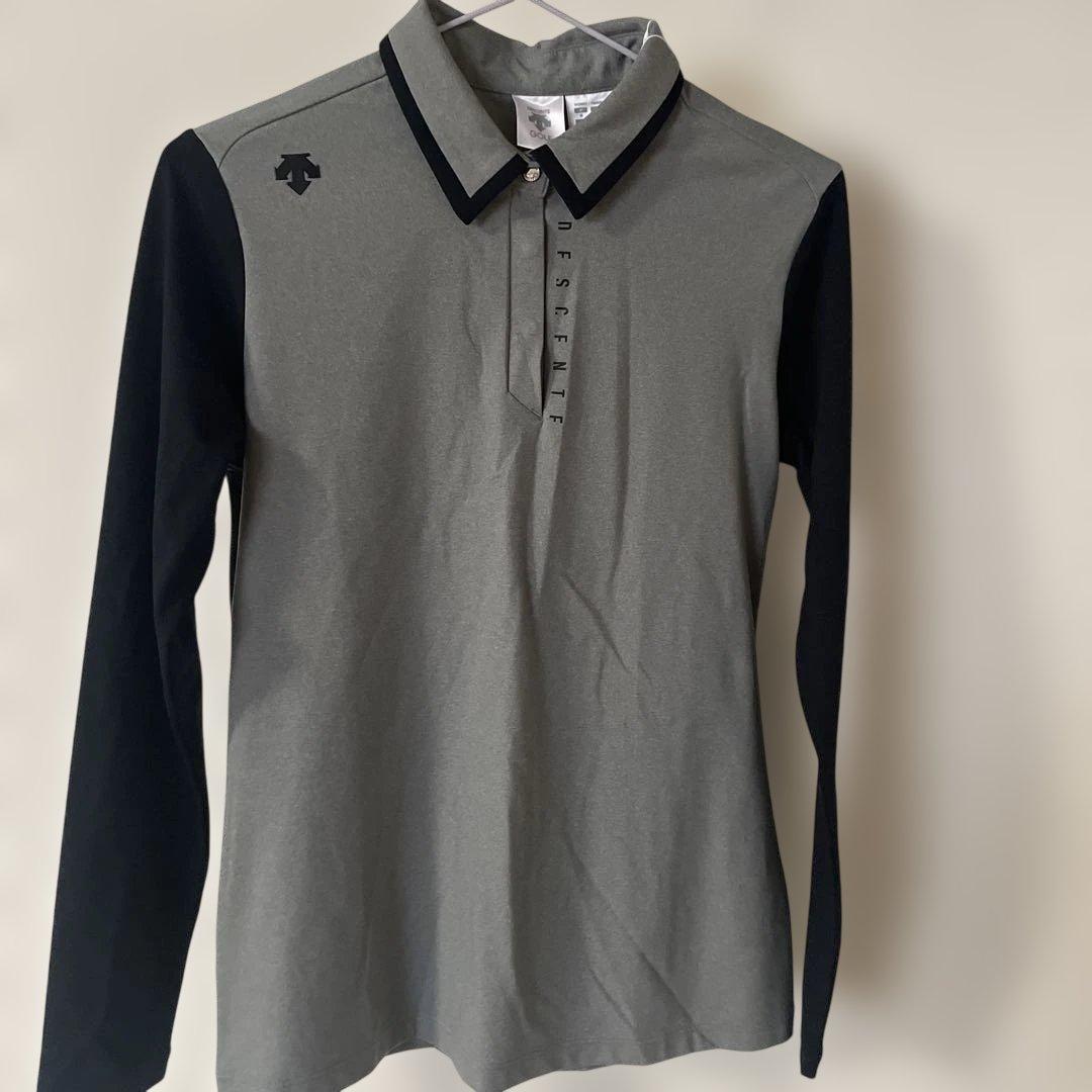 新品 DESCENTEゴルフ　プライマフレックス天竺裏起毛切り替えシャツ　M