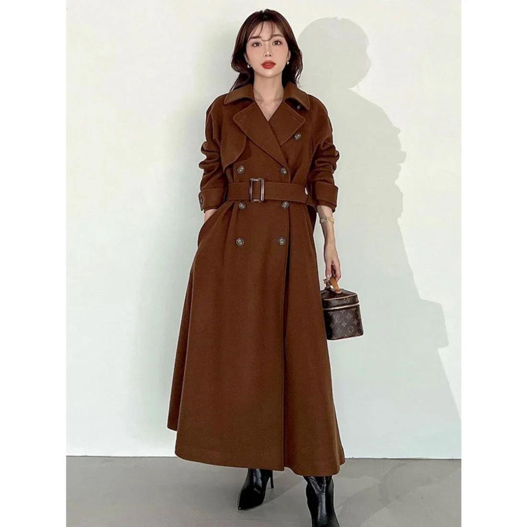 エイミーイストワール ベルテッドトレンチコート ブラウン ウール M レディース