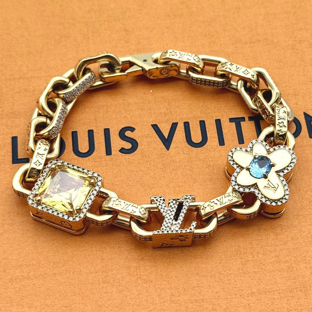 美品 ルイヴィトン パラダイス ストーン ブレスレット モノグラム LV 金