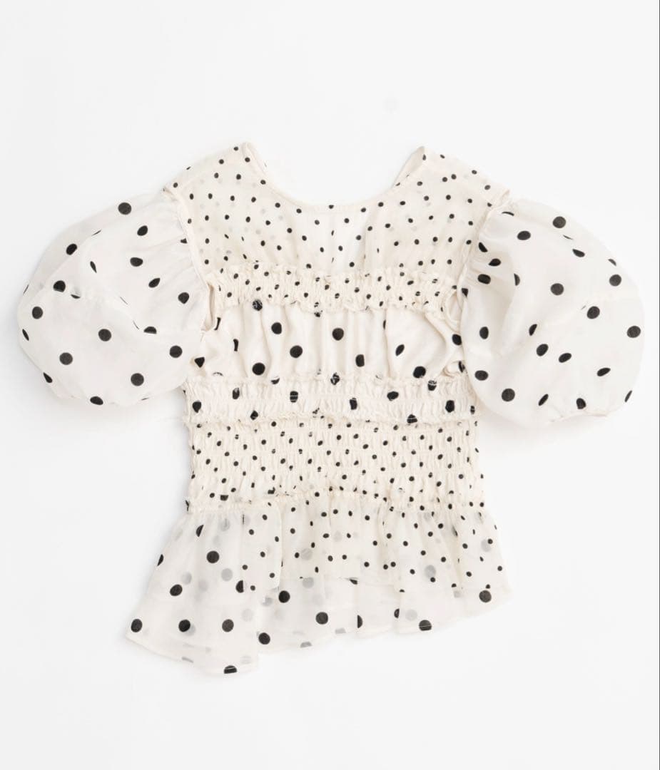 トップス 2way Sleeve Dot Ruffle Blouse