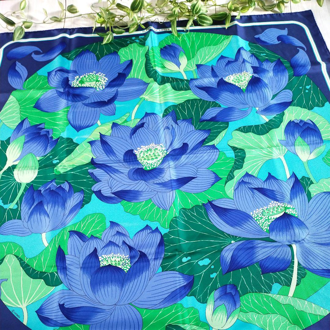 HERMES カレ90 スカーフ　FLEURS DE LOTUS 蓮の花
