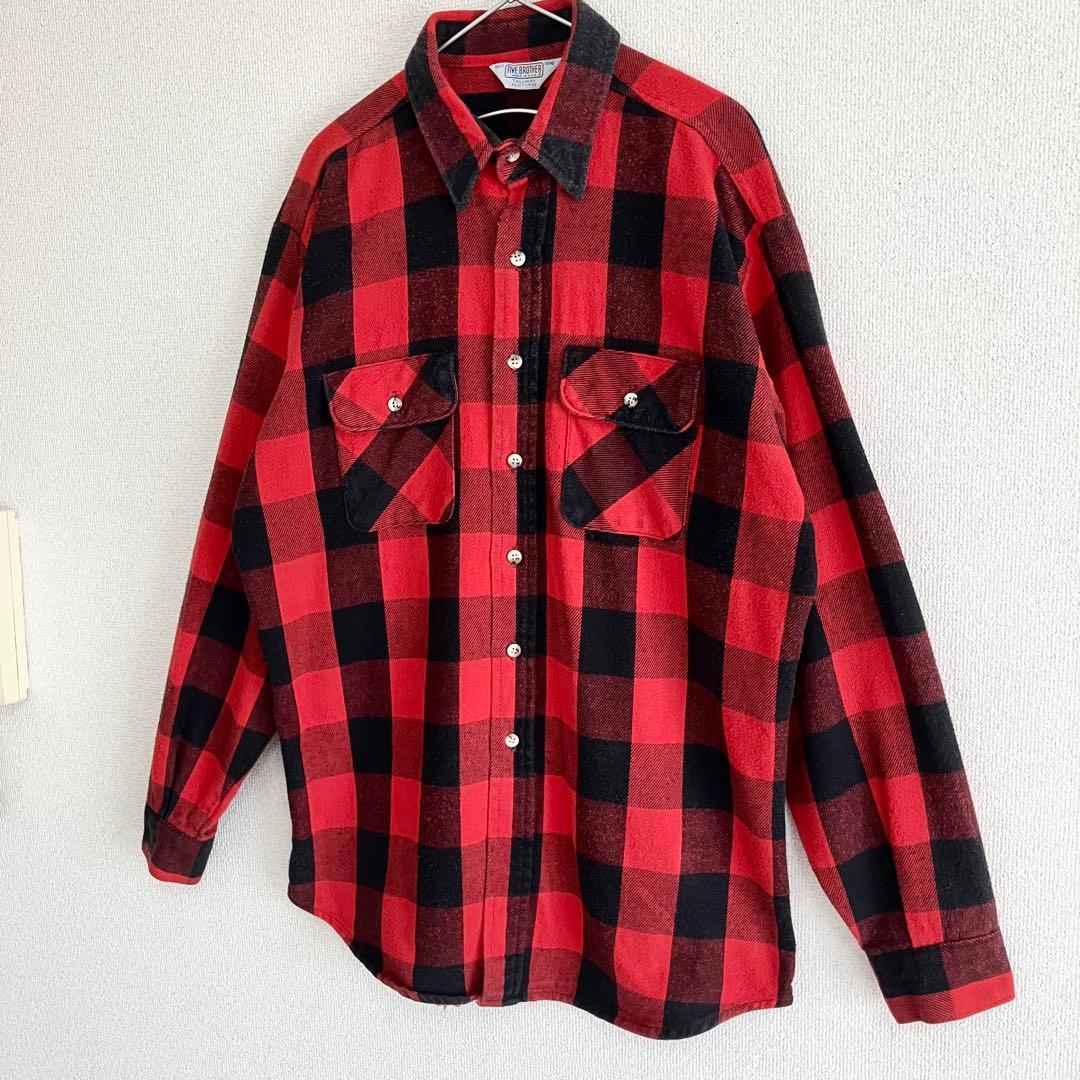 FIVE BROTHER 80s ヘビー フランネルシャツ チェック　USA製