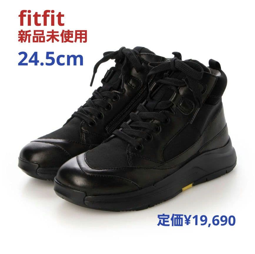 fitfit 新品24.5◆レースアップスニーカーブーツWoW （ブラック）