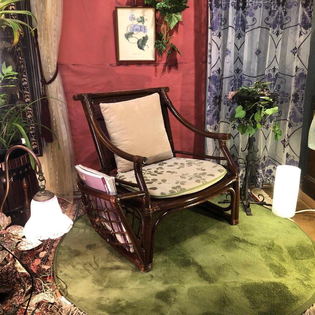 ヴィンテージ 軽量ラタン　シングルチェア　ラック付