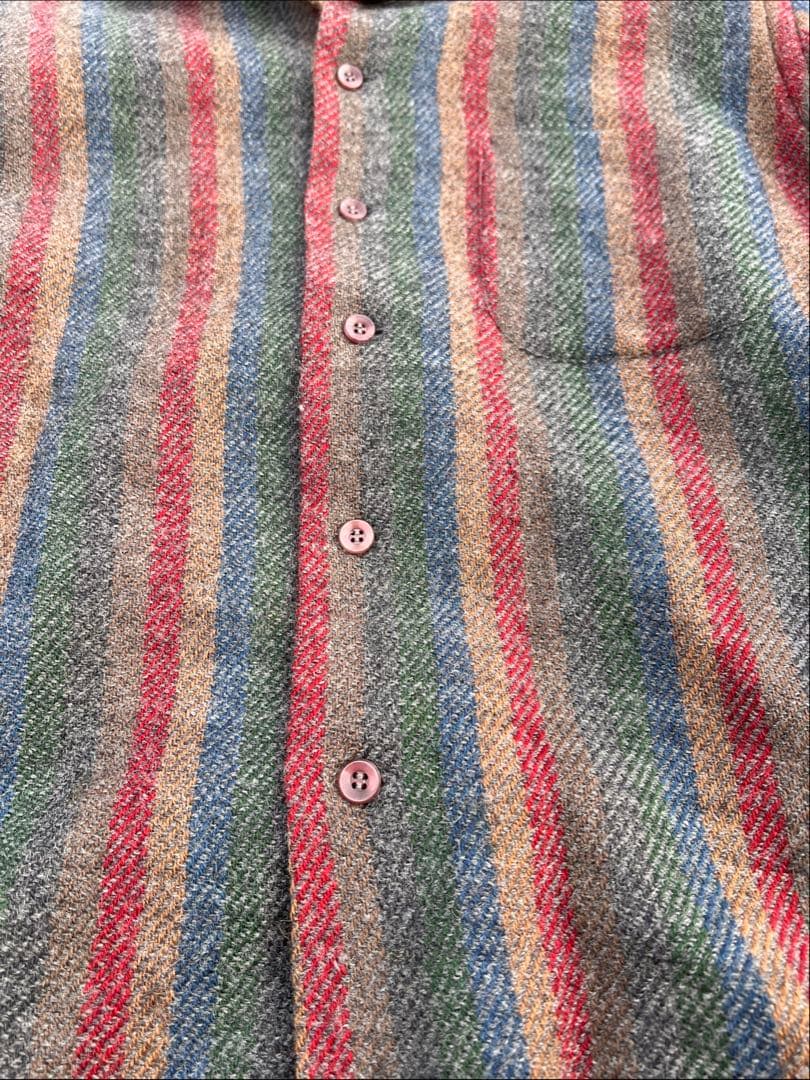 50s 60sヴィンテージウールシャツ サイズL ストライプ柄 高配色