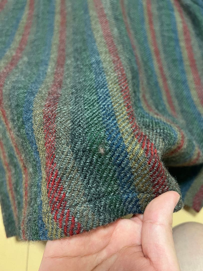 50s 60sヴィンテージウールシャツ サイズL ストライプ柄 高配色