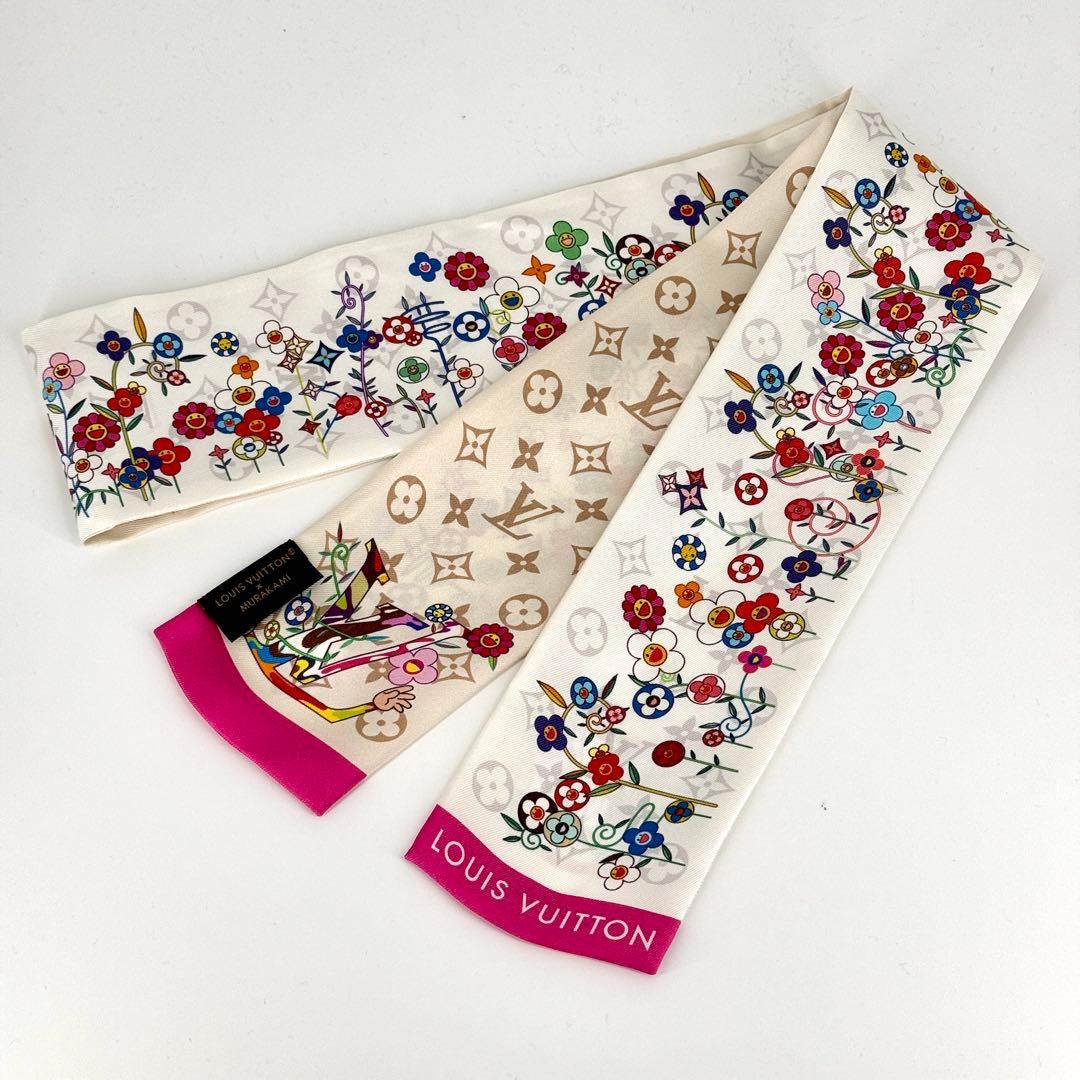 美品 ルイヴィトン 村上隆 バンドー スーパーフラット lv tm スカーフ
