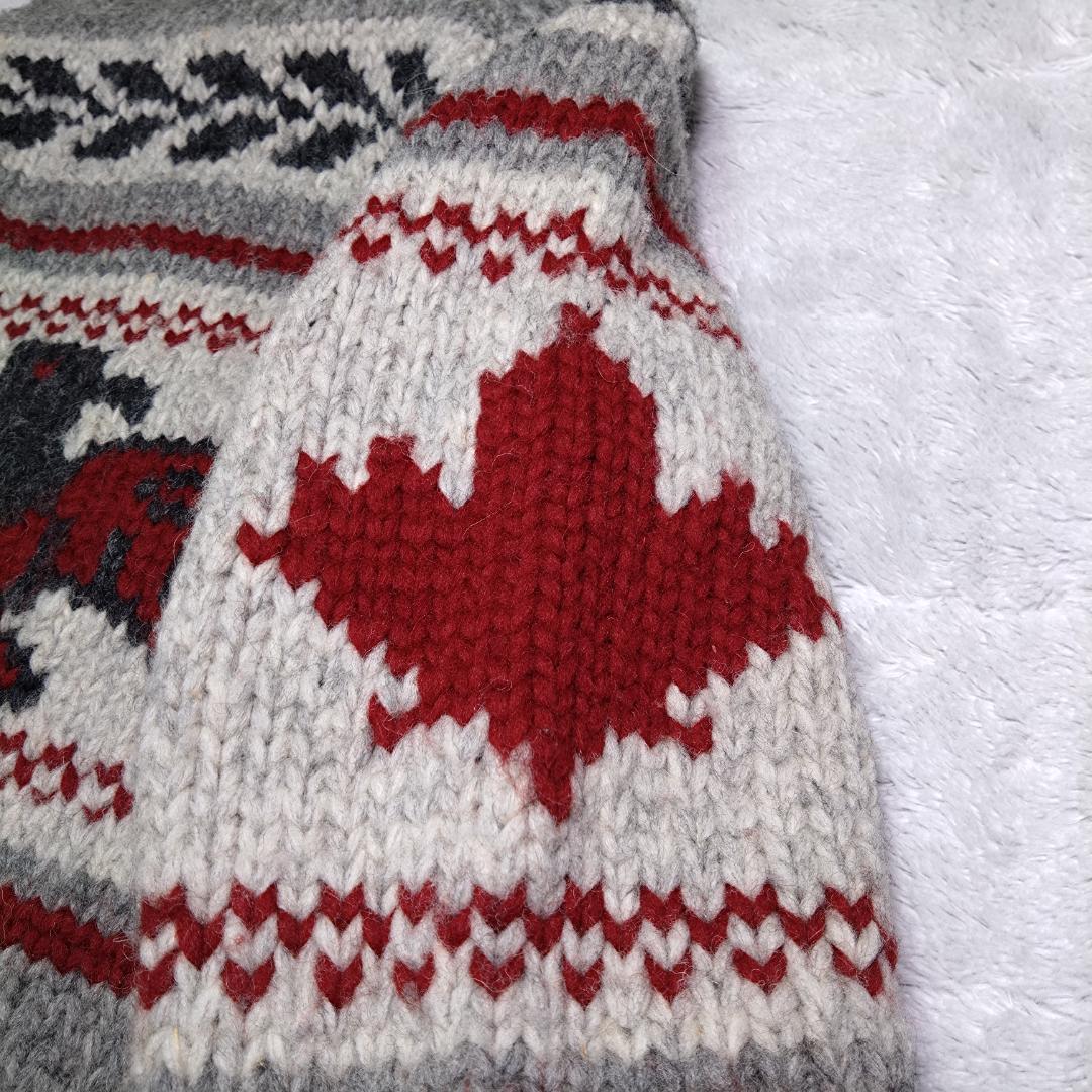 カナディアンセーター　ジップアップカウチン　Ｍ　コンドル　ハンドメイド　カナダ製