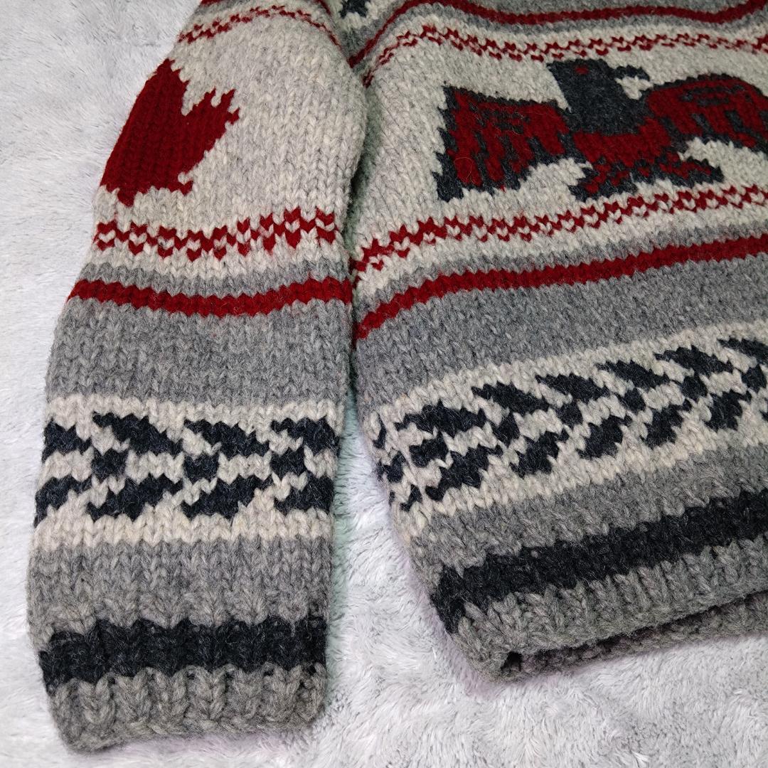 カナディアンセーター　ジップアップカウチン　Ｍ　コンドル　ハンドメイド　カナダ製