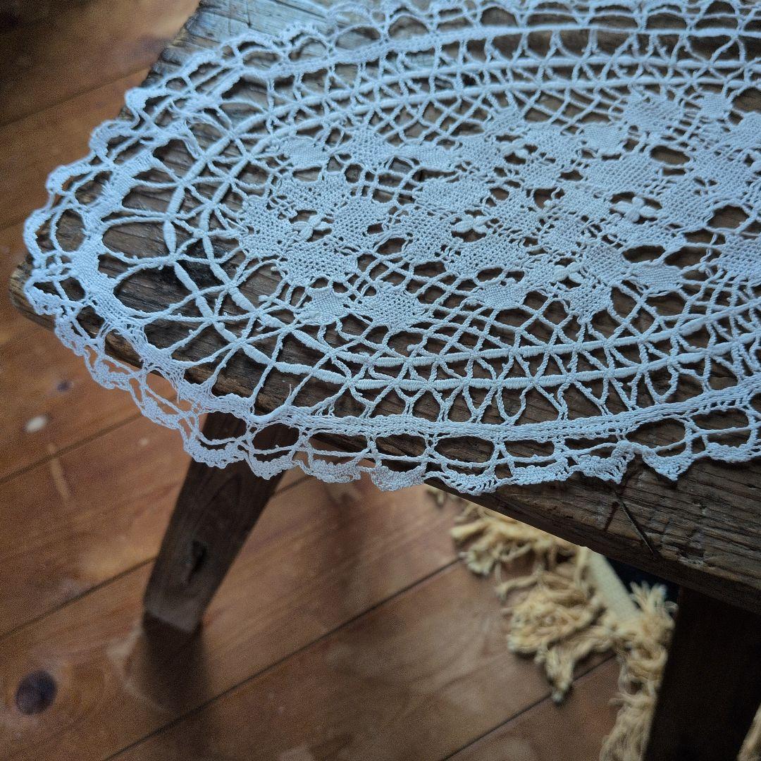 希少　フランス　アンティーク　レース編み　 楕円形ドイリー