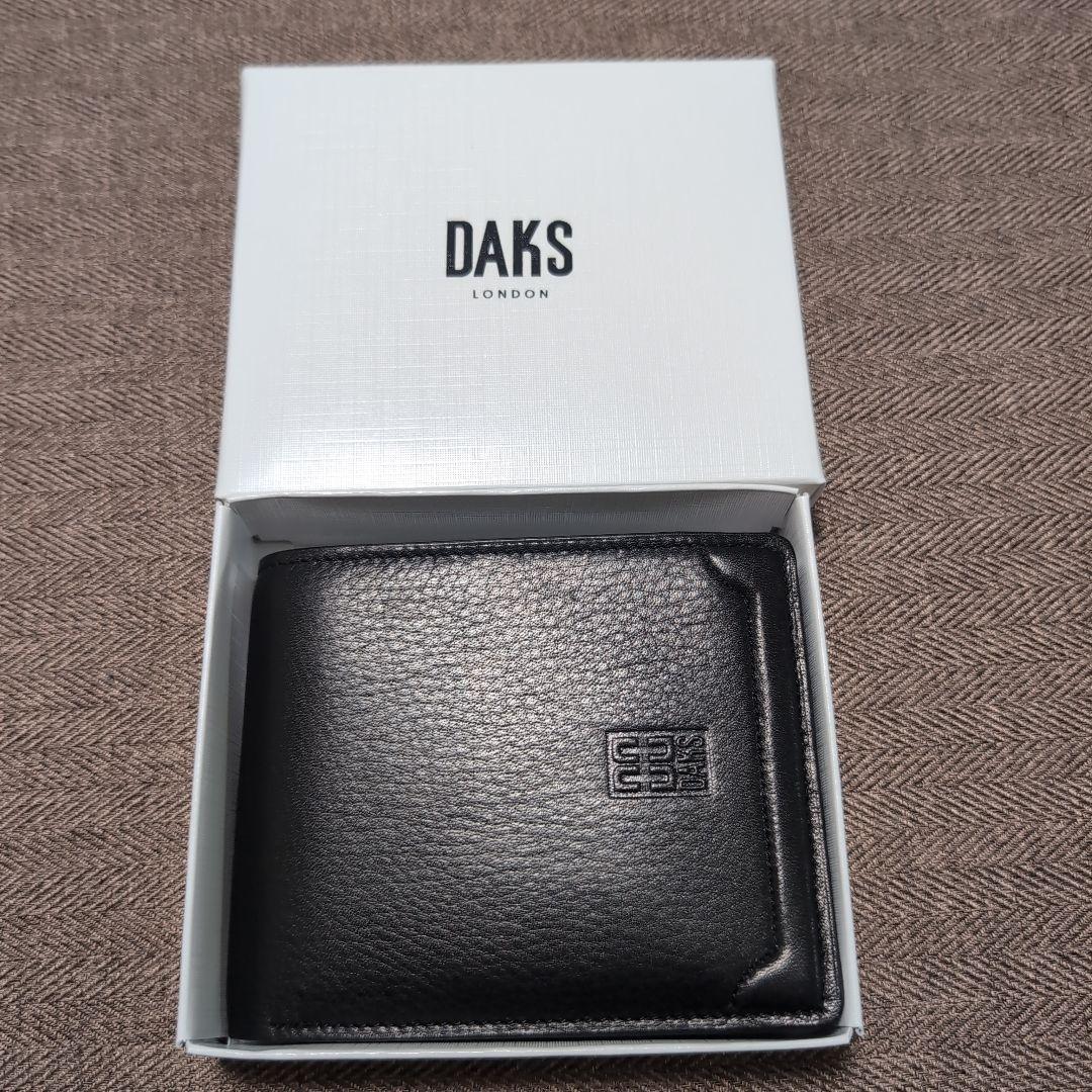 DAKS ブラックレザー 二つ折り財布