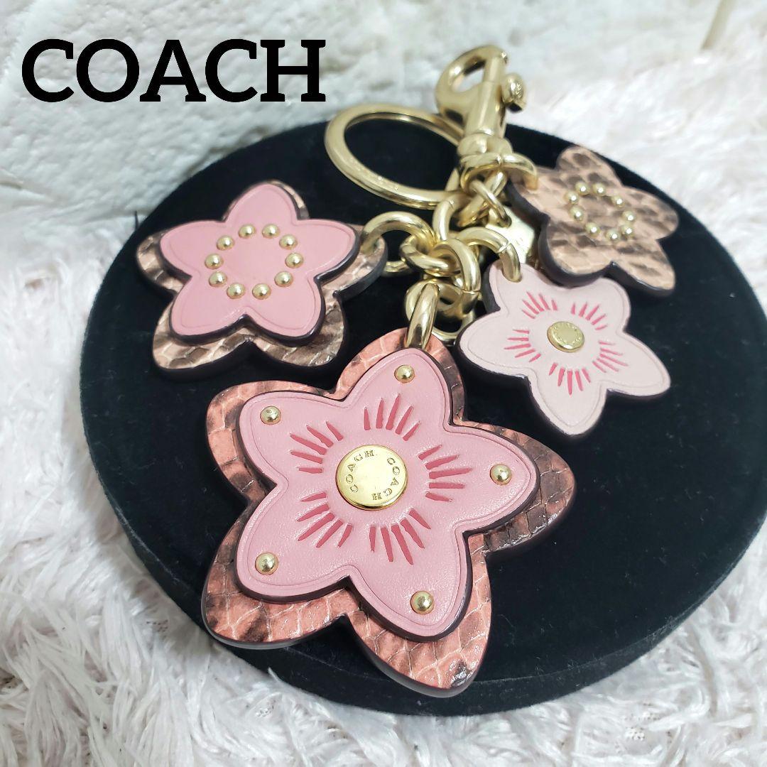 COACH コーチ ティーローズ さくら レオパード キーホルダーキーリング美品