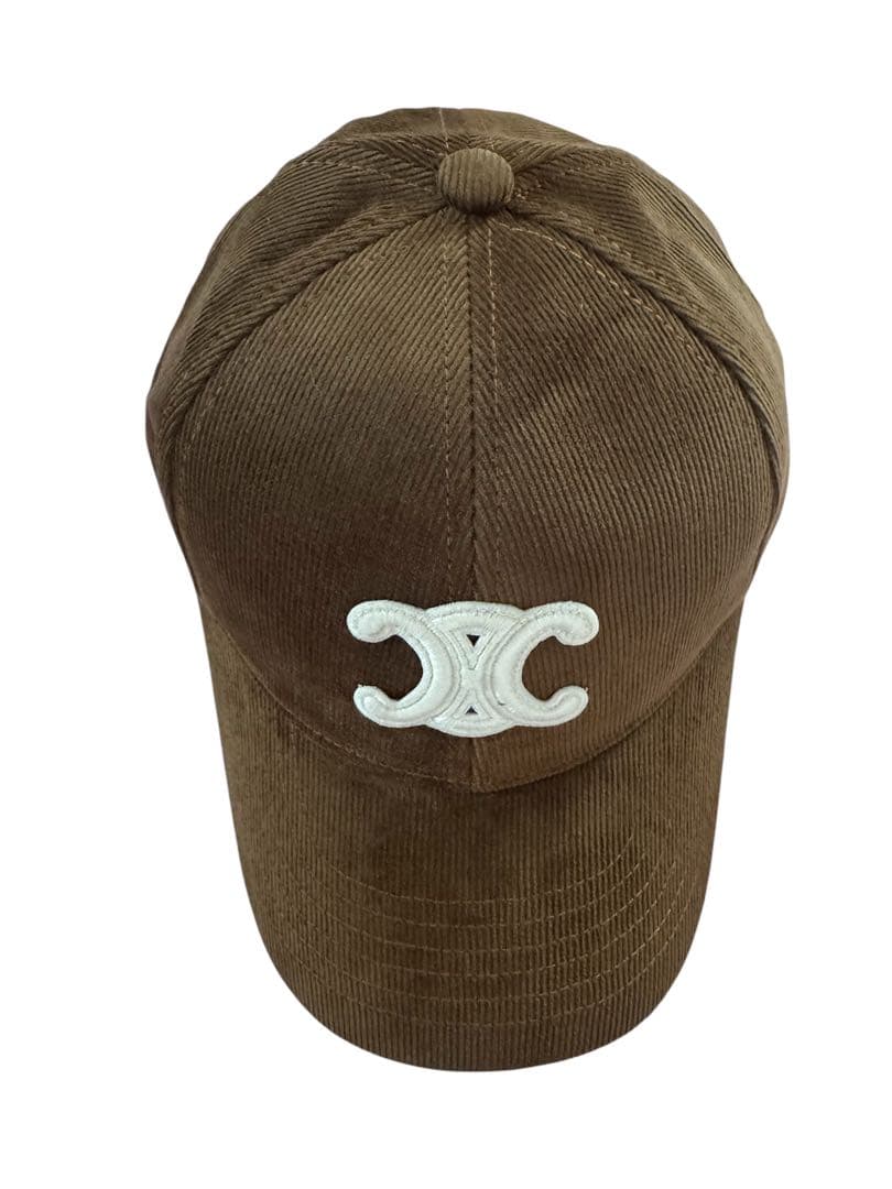 コーデュロイ ロゴ刺繍入り キャップ ブラウン