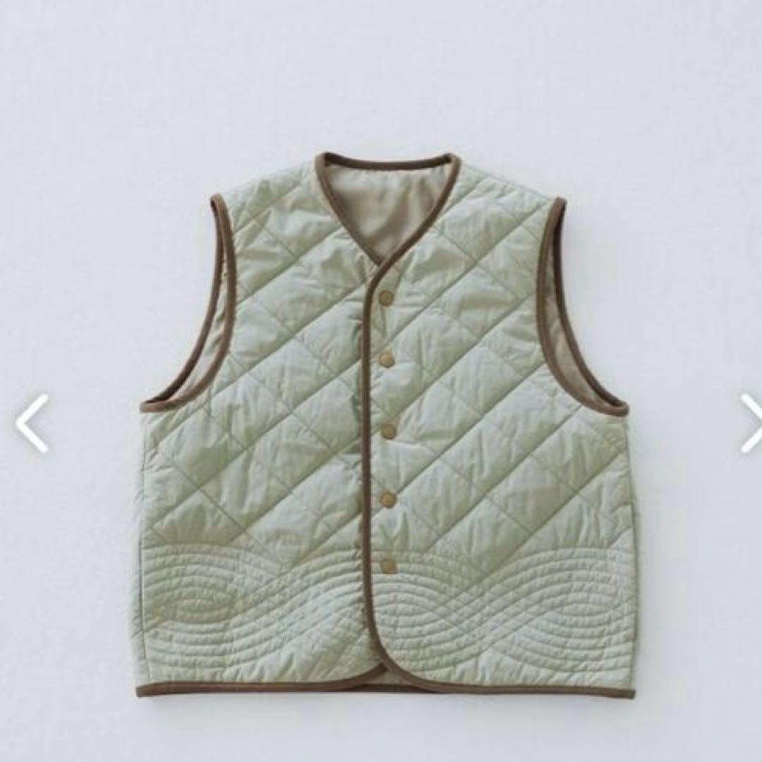 新品＊北欧暮らしの道具店キルティングベスト(ライトカーキ)