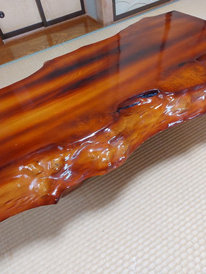 【再値下げ】高級銘木 　高級木材　一枚板　座卓　骨董品　珍品　昭和レトロ