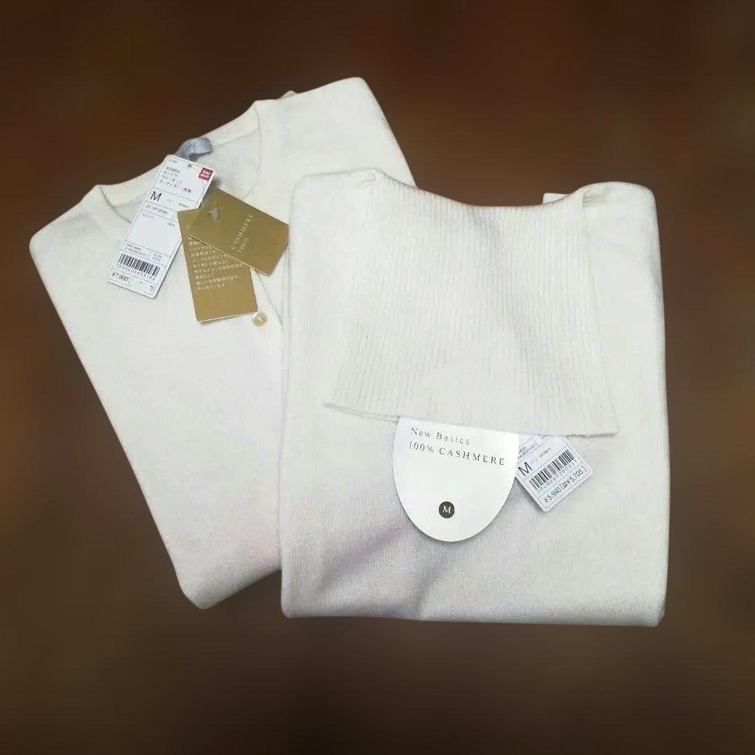 【UNIQLO】新品∗タグ付き　カシミヤ100% アンサンブル　オフホワイトM