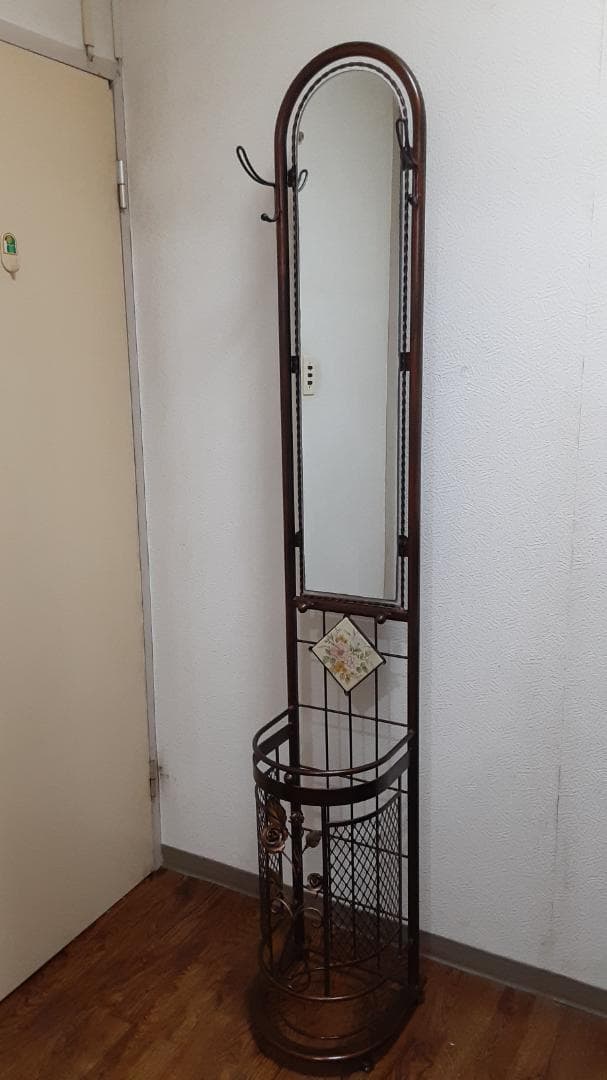 アンティーク調ミラー付き傘立て【発送・梱包たのメル便】